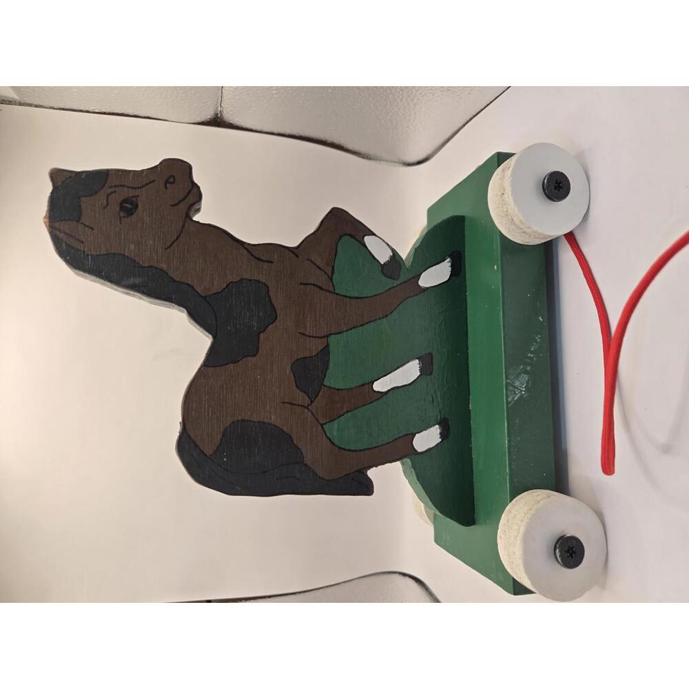 Vintage Wooden Pull Toy Horse handmade